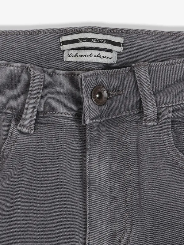 DEAL grey solid denim straight jeans