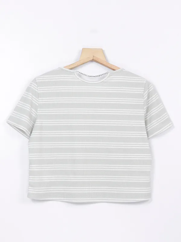 Deal grey stripe cotton crop top