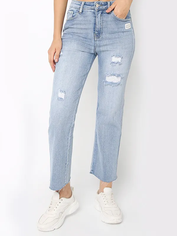 Deal ice blue denim ripped jeans