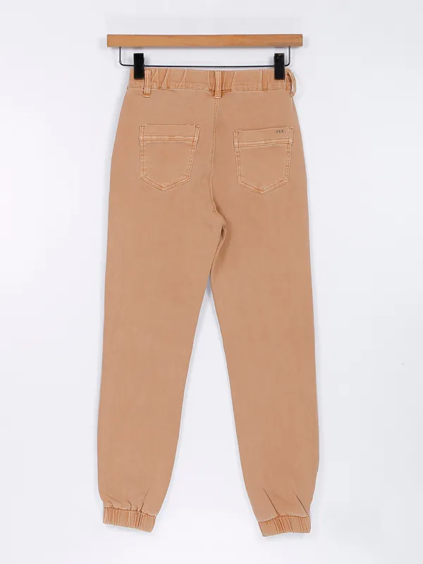 Deal khaki solid denim joggers