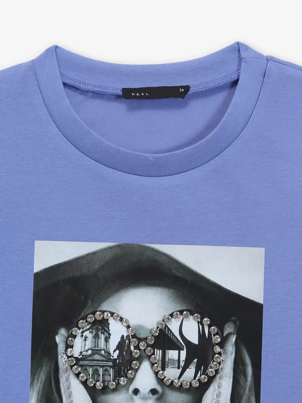 DEAL L.blue printed cotton crop top
