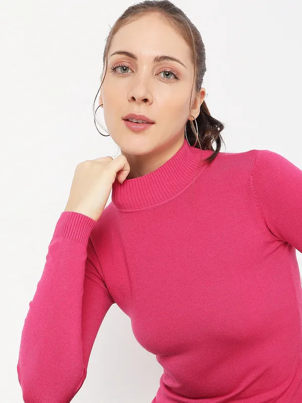 DEAL latest knitted pink t-shirt for women
