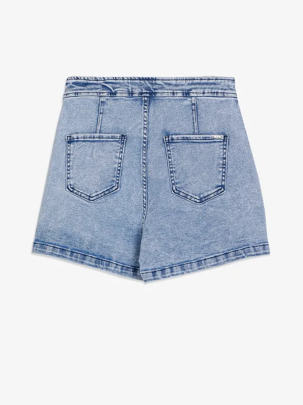 Deal light blue denim shorts