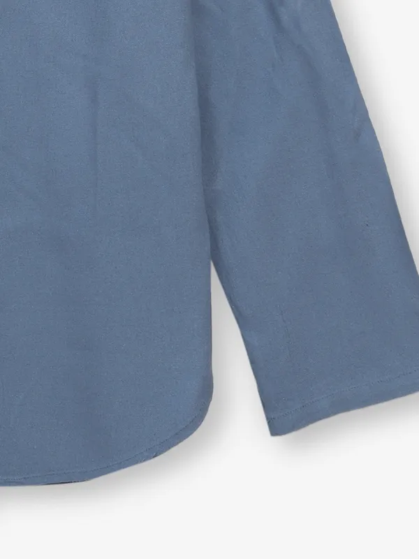 DEAL light blue plain cotton silk shirt