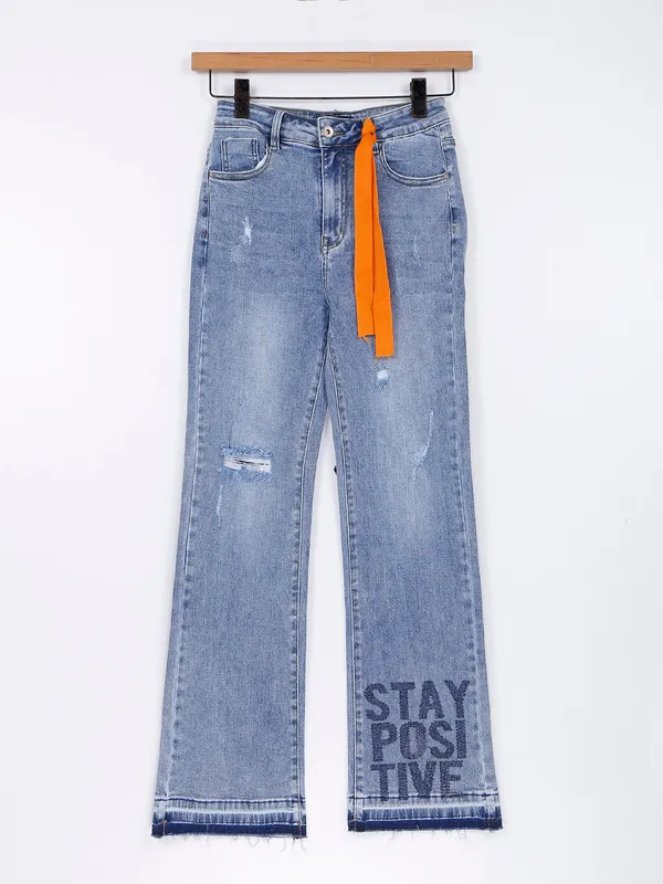 Deal light blue solid straight jeans