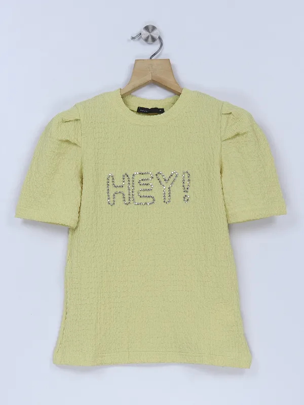 Deal light green plain girls top