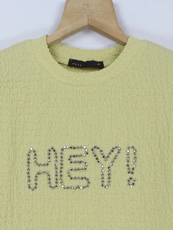 Deal light green plain girls top