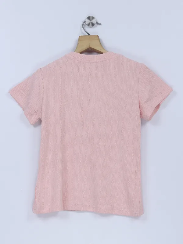 Deal light pink knitted printed top