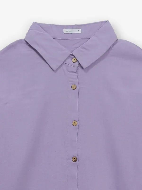 DEAL lilac purple plain cotton silk shirt