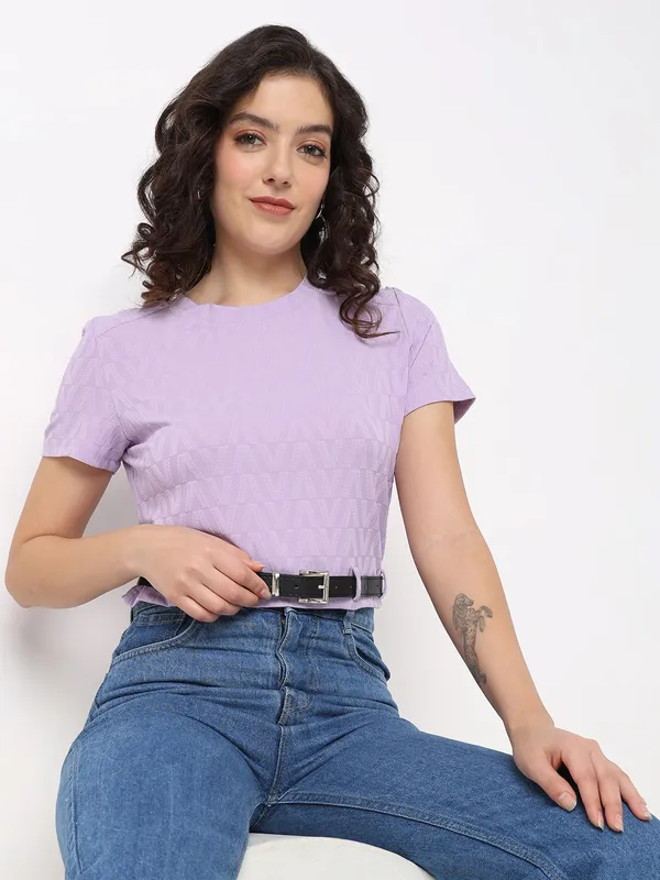 DEAL lilac purple texture crop top