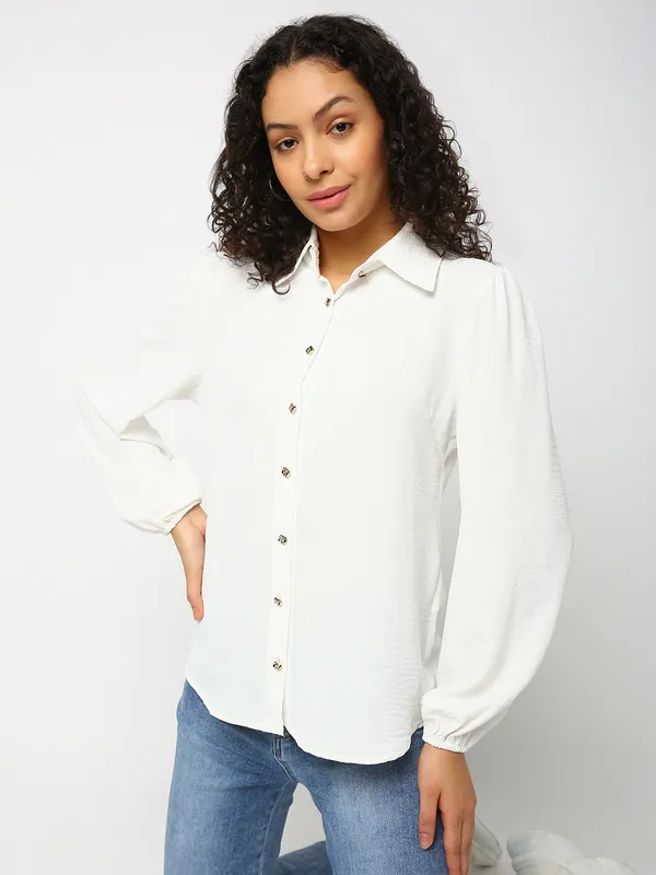 Deal lycra white plain shirt