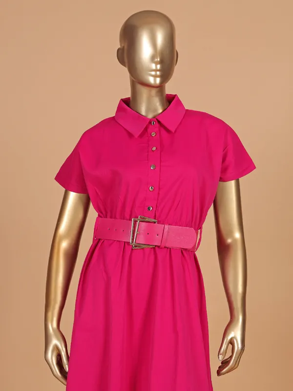 DEAL magenta plain cotton dress