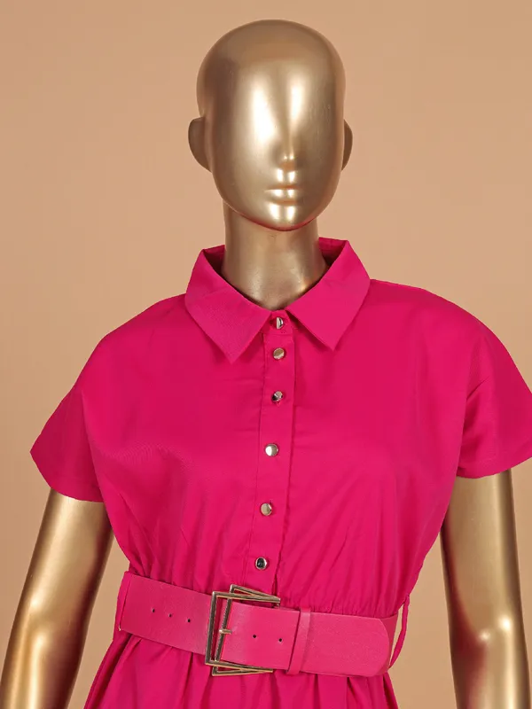 DEAL magenta plain cotton dress