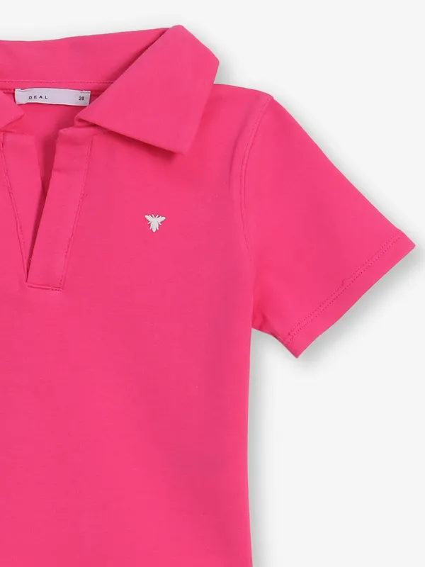 DEAL magenta plain crop t-shirt