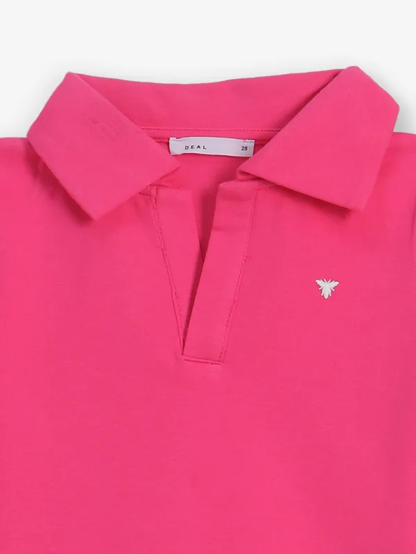 DEAL magenta plain crop t-shirt