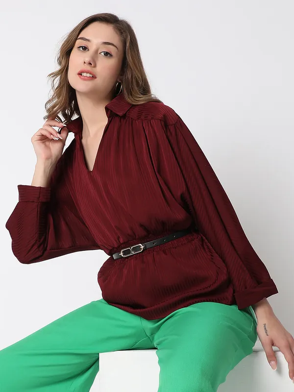 Deal maroon lycra plain top