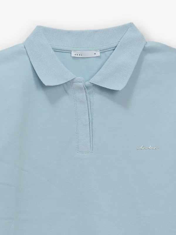 DEAL mint blue plain cotton t-shirt