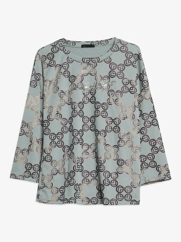 Deal mint green printed lycra top