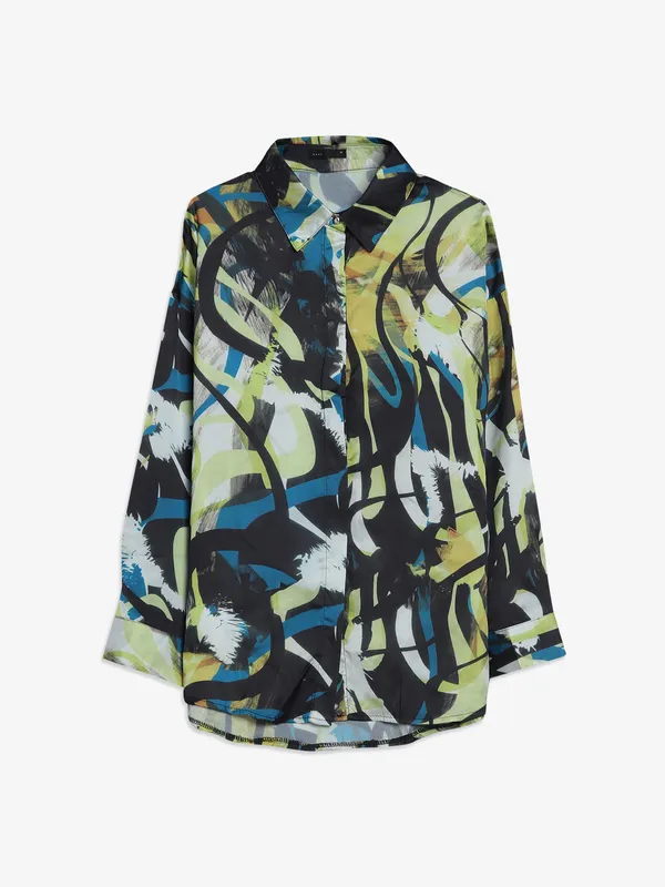 Deal multi color printed satin shirt