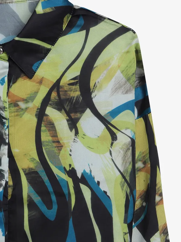 Deal multi color printed satin shirt