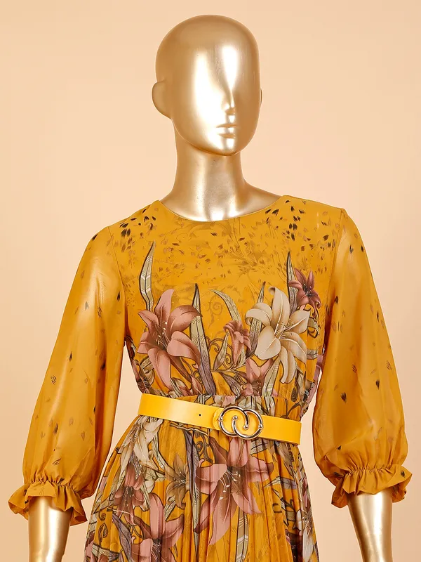 Deal mustard yellow printed dress