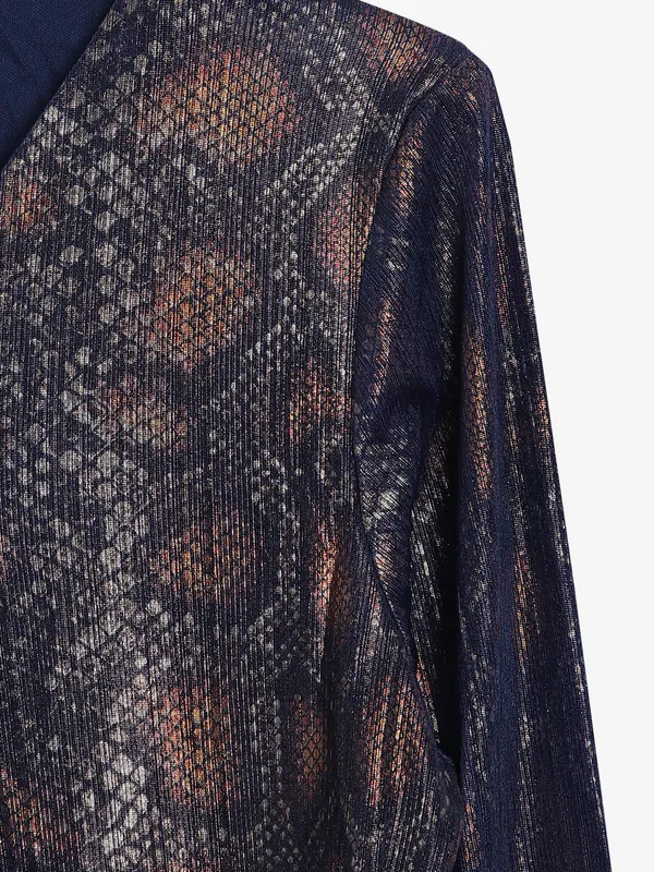 Deal navy printed lycra top