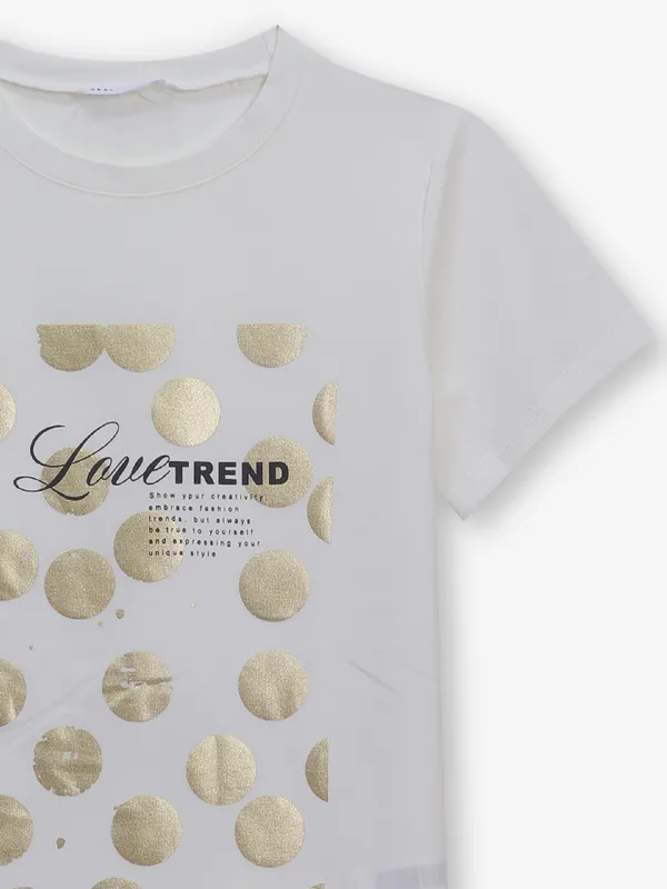 DEAL off-white cotton printed t-shirt