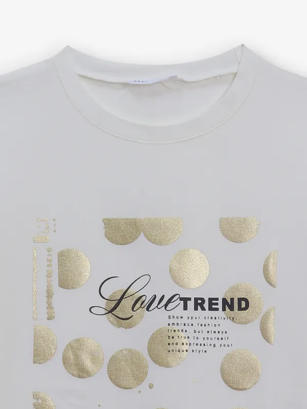 DEAL off-white cotton printed t-shirt
