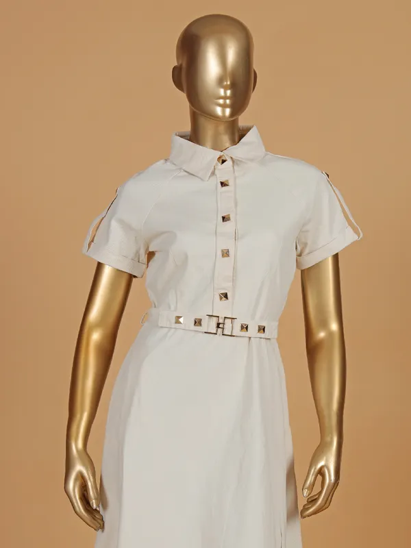 DEAL off-white cotton silk designer dress