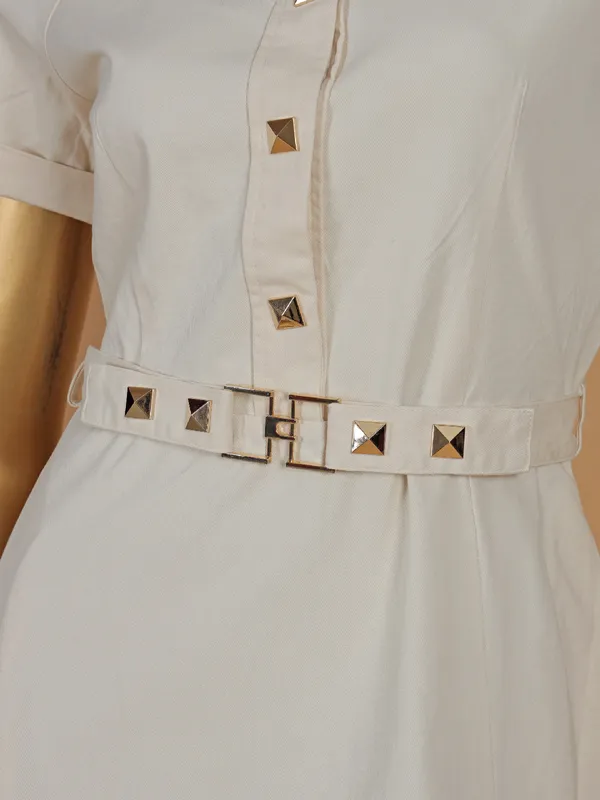 DEAL off-white cotton silk designer dress