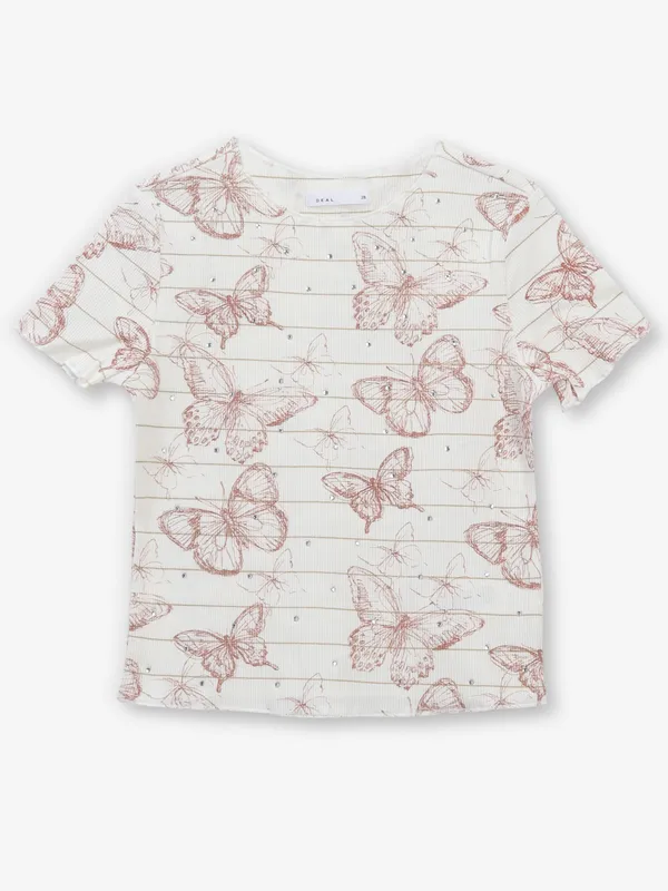 DEAL off white printed top for girls