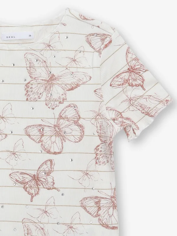 DEAL off white printed top for girls