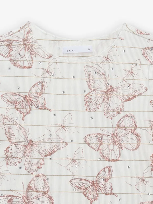 DEAL off white printed top for girls