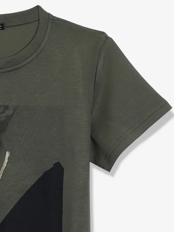 DEAL olive printed cotton t-shirt