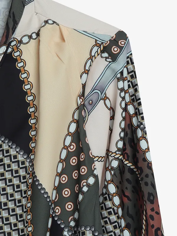 Deal olive printed satin top