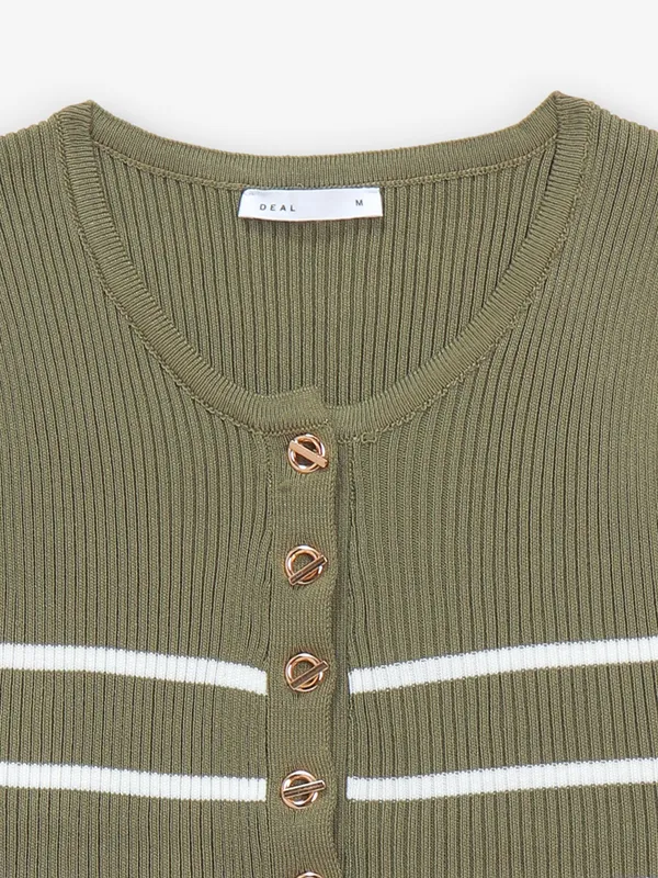 DEAL olive stripe knitted top