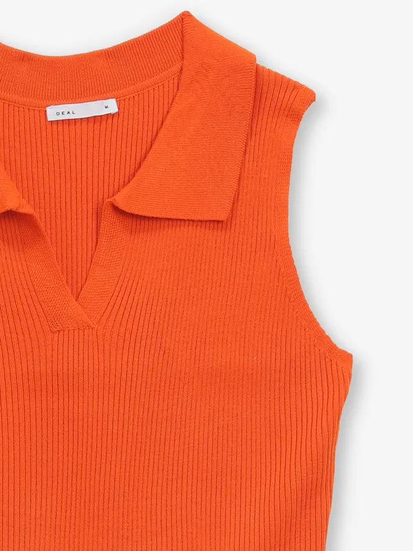 DEAL orange plain knitted crop top