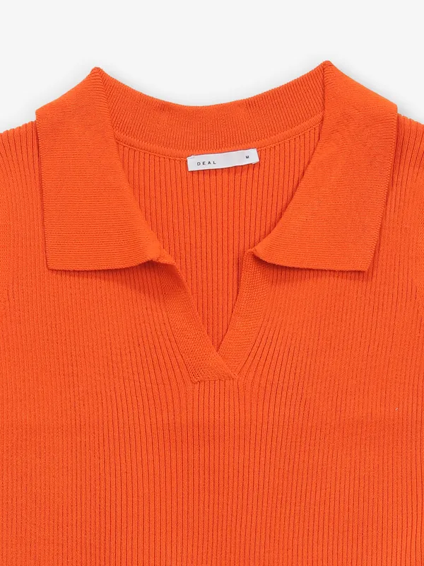 DEAL orange plain knitted crop top
