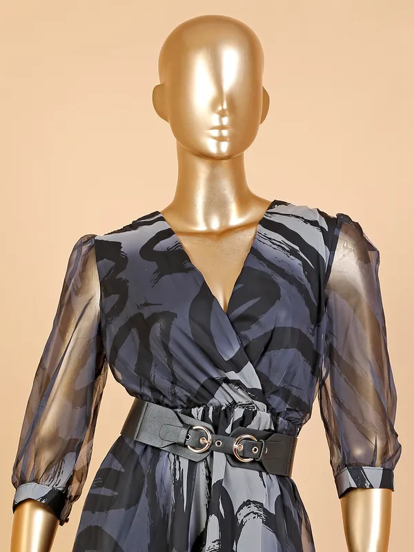 Deal organza grey printed dress