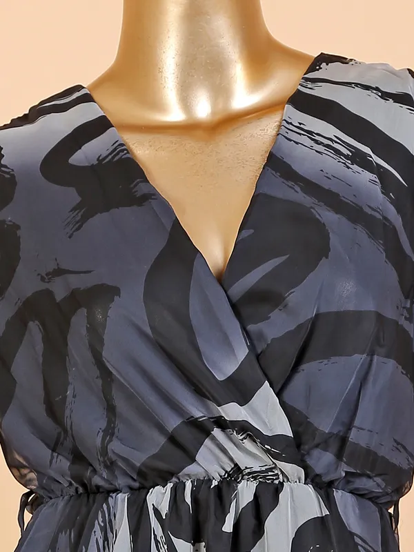 Deal organza grey printed dress