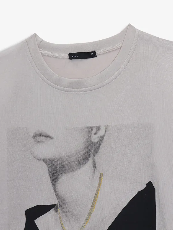 DEAL peach printed cotton t-shirt