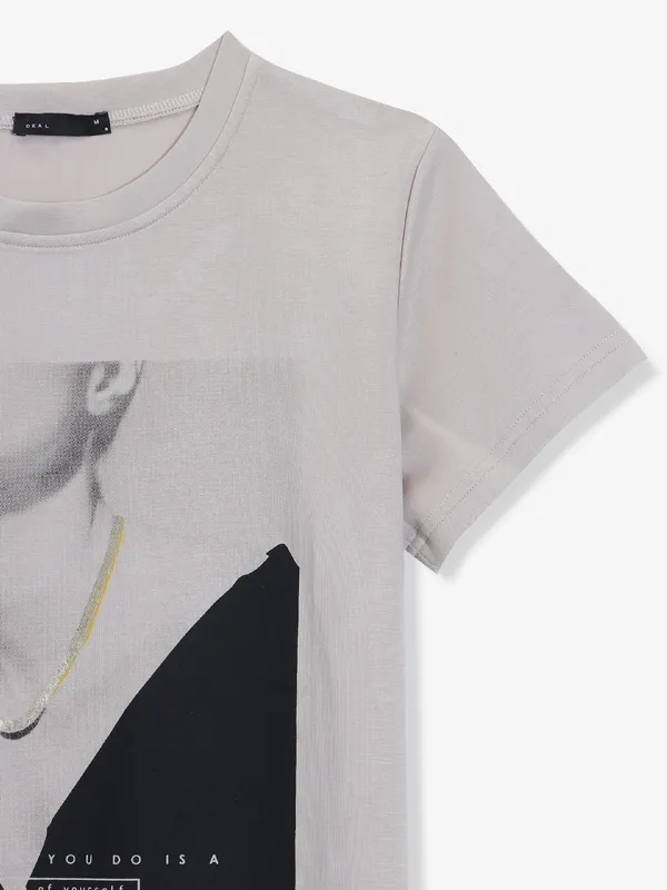 DEAL peach printed cotton t-shirt