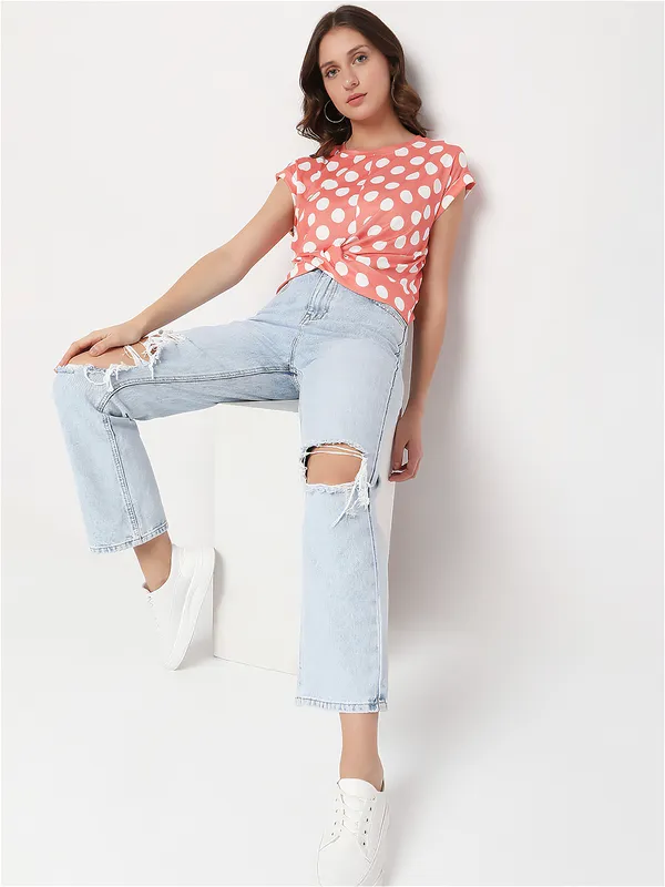 Deal peach round neck top