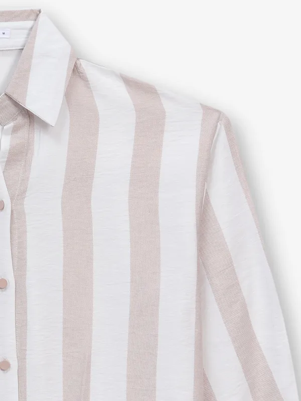 DEAL peach stripe cotton crop shirt