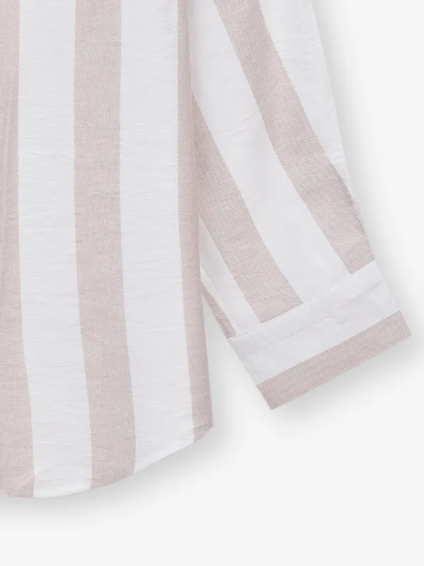DEAL peach stripe cotton crop shirt