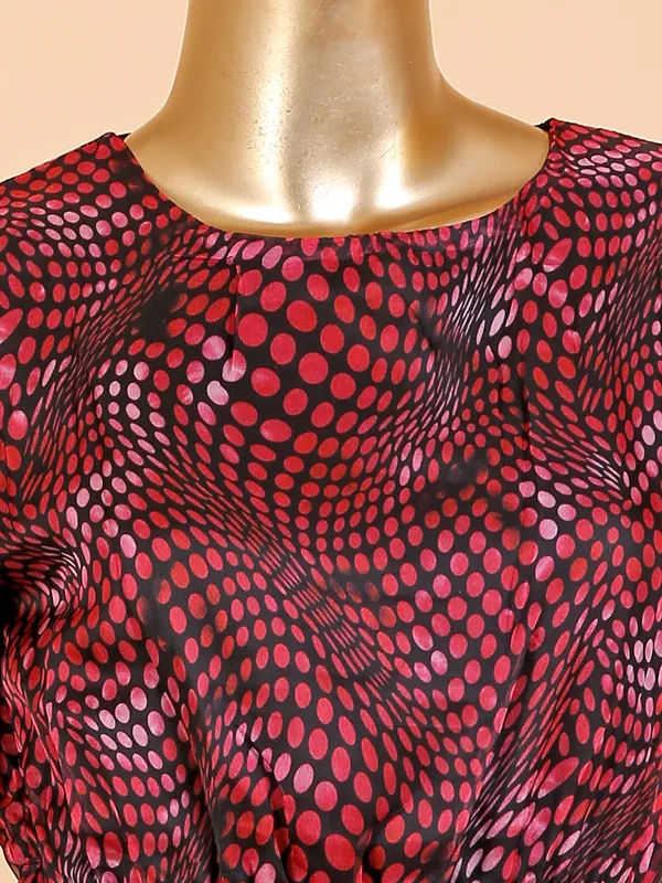 Deal pink and black printed organza dress