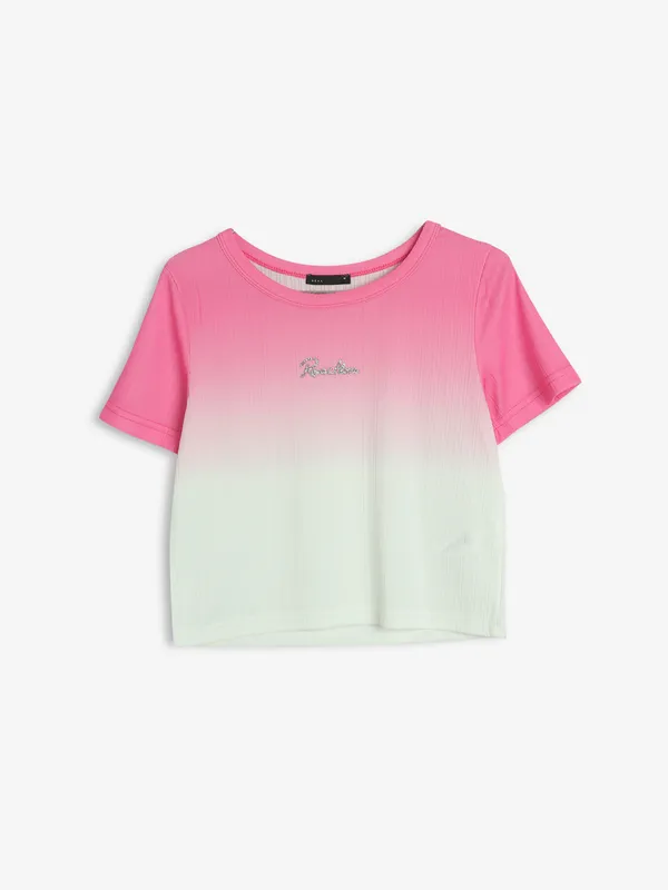 DEAL pink and white shaded crop top
