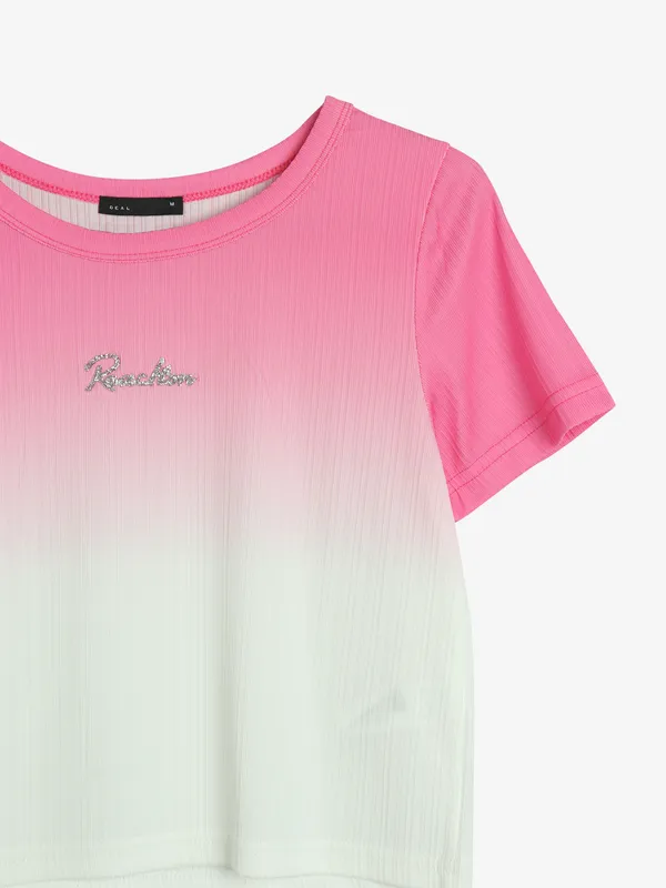 DEAL pink and white shaded crop top