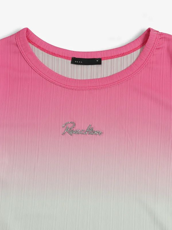 DEAL pink and white shaded crop top