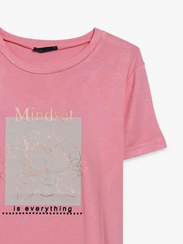 Deal pink cotton printed t-shirt